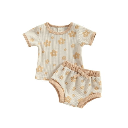 Shuttle tree 2pcs Newborn Baby Girls Clothes Summer Waffler Floral T-shirt Tops Elastic Waist Shorts Outfits Set
Shuttle tree 2pcs Newborn Baby Girls Clothes Summer Waffler Floral T-shirt Tops Elastic Waist Shorts Outfits Set