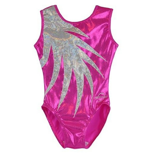 O3GL059 Obersee Girl's Girls Gymnastics Leotard - Pink Fern