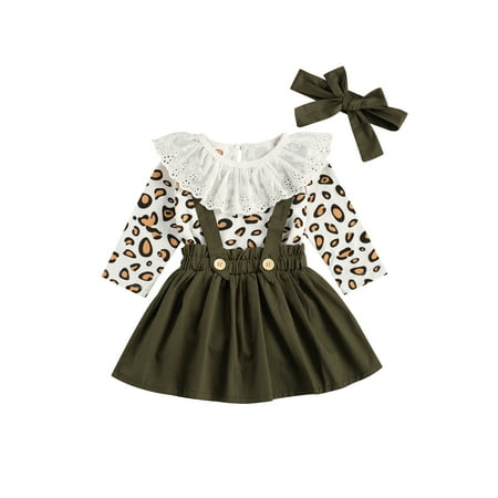 Bagilaanoe 3Pcs Toddler Baby Girls Overalls Dress Set Leopard Print Long Sleeve Romper Tops + Suspender Skirt + Hairband 9M 15M 24M 3T Kids Casual Outfits
Bagilaanoe 3Pcs Toddler Baby Girls Overalls Dress Set Leopard Print Long Sleeve Romper Tops + Suspender Skirt + Hairband 9M 15M 24M 3T Kids Casual Outfits