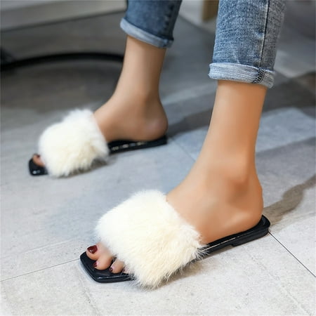 Christmas Ladies Fashion Solid Color Plush Outer Wear Open Toe Flat Casual Slippers
Christmas Ladies Fashion Solid Color Plush Outer Wear Open Toe Flat Casual Slippers