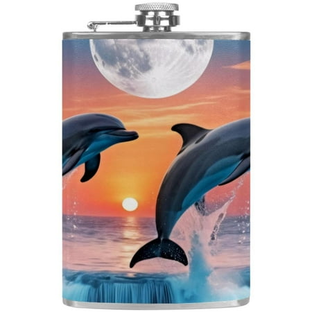 josid Dolphins Pattern 3.6x6in Stainless Steel Small Flask Leak-Proof Stainless Steel Construction Wrapped in Premium Two-Layer Leather Nano-Printed Design 227ml Capacity
josid Dolphins Pattern 3.6x6in Stainless Steel Small Flask Leak-Proof Stainless Steel Construction Wrapped in Premium Two-Layer Leather Nano-Printed Design 227ml Capacity