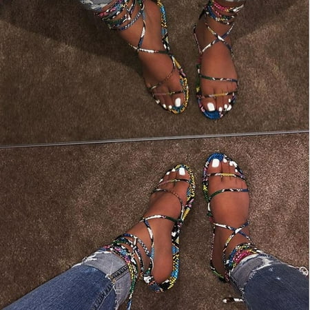 Sunvit Flat Sandals for Women- Casual Open Toe Roman Thin Straps Lace Summer Slide Sandals #457 Multicolor
Sunvit Flat Sandals for Women- Casual Open Toe Roman Thin Straps Lace Summer Slide Sandals #457 Multicolor