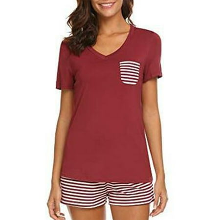 Glonme Ladies Pajamas Sets Short Sleeve Sleepwear V Neck Nightgown Home Clothes Loose Nightwear Baggy 2 Pieces Outfits Lounge Set Wine Red L
Glonme Ladies Pajamas Sets Short Sleeve Sleepwear V Neck Nightgown Home Clothes Loose Nightwear Baggy 2 Pieces Outfits Lounge Set Wine Red L