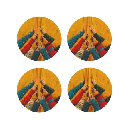 Tideii Colorful Sweaters And Strings for Leather Coasters 4 Pieces Anti-fouling and Anti-scalding Decorative Coasters Suitable for Restaurants Kitchens Coffee Shops-Round Shape
Tideii Colorful Sweaters And Strings for Leather Coasters 4 Pieces Anti-fouling and Anti-scalding Decorative Coasters Suitable for Restaurants Kitchens Coffee Shops-Round Shape