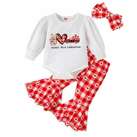 Toddler Baby Girls Outfits Valentines Day Love Heart Cotton T-Shirt Bell Bottom Pants Headband 3Pc Clothes Set 1-5 Years
Toddler Baby Girls Outfits Valentines Day Love Heart Cotton T-Shirt Bell Bottom Pants Headband 3Pc Clothes Set 1-5 Years