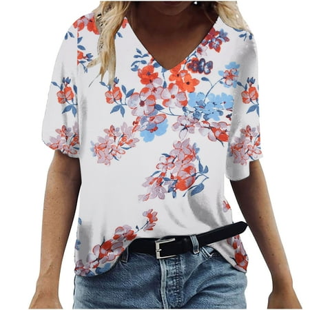 kakina CMSX Womens Casual Tops Clearance Fashion Casual Plus Size Scenic Flowers Printing V-Neck T-Shirt Tops Prints Tops Loose T-Shirts White L
kakina CMSX Womens Casual Tops Clearance Fashion Casual Plus Size Scenic Flowers Printing V-Neck T-Shirt Tops Prints Tops Loose T-Shirts White L