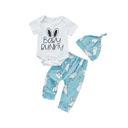 Arvbitana 0-24 Months Baby Boy Girl Easter Romper Short Sleeve White Bunny Bodysuit Long Pants Beanie Hat Infant Outfits 3Pcs
Arvbitana 0-24 Months Baby Boy Girl Easter Romper Short Sleeve White Bunny Bodysuit Long Pants Beanie Hat Infant Outfits 3Pcs