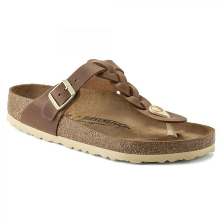 BIRKENSTOCK Womens Gizeh Braid Sandal Cognac Oiled Leather - 1021355
