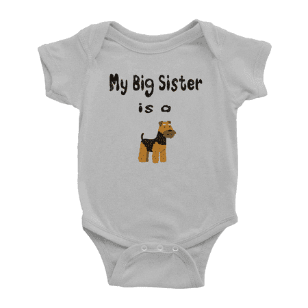 My Big Sister Is A Welsh Terrier Dog Funny Baby Clothing Bodysuits Boy Girl Unisex
My Big Sister Is A Welsh Terrier Dog Funny Baby Clothing Bodysuits Boy Girl Unisex