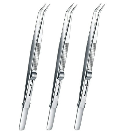 3Pcs Diamond Stone Tweezers Jewelry Tweezers Stainless Steel Slide