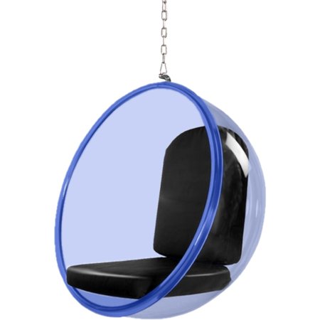 Fine Mod Imports Bubble Hanging Chair Blue Acrylic, Black