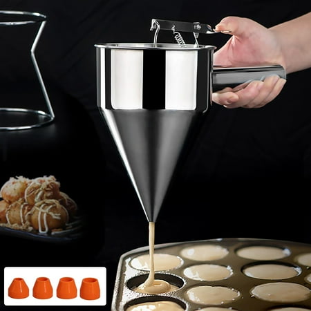 Pancake Batter Dispenser Funnel Cake Dispenser with Stand Stainless Steel Batter Dispenser Multi-Caliber Baking Tool Multi-Purpose Cake Decorating Tool for Kitchen Baking Pancake
Pancake Batter Dispenser Funnel Cake Dispenser with Stand Stainless Steel Batter Dispenser Multi-Caliber Baking Tool Multi-Purpose Cake Decorating Tool for Kitchen Baking Pancake