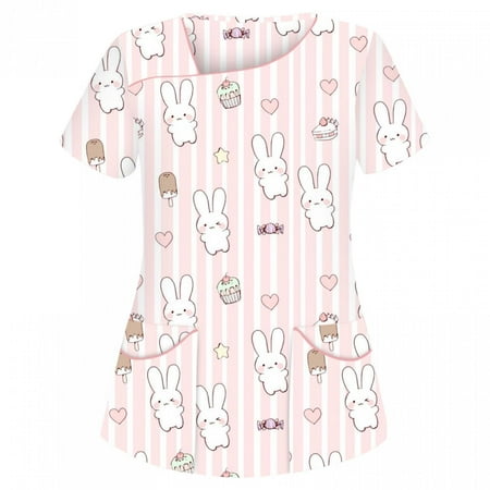 Danhjin Womens Nursing Scrub Tops Easter Bunny Rabbit Printed Working Uniform Short Sleeve Irregular Collar Workwear Blouse T-shirt with Pockets on Clearance
Danhjin Womens Nursing Scrub Tops Easter Bunny Rabbit Printed Working Uniform Short Sleeve Irregular Collar Workwear Blouse T-shirt with Pockets on Clearance
