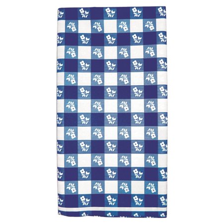 Club Pack of 12 Blue and White Gingham Disposable Rectangle Plastic Banquet Party Table Covers 108