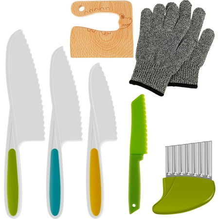 GORWARE 8 Pcs Kitchen Safety Knives Set for Kids Plastic Safe Reusable with Wooden Cutter Potato Crinkle Cutter Gloves Kitchen Cutter Set for Cutting Fruit Vegetable Dessert
GORWARE 8 Pcs Kitchen Safety Knives Set for Kids Plastic Safe Reusable with Wooden Cutter Potato Crinkle Cutter Gloves Kitchen Cutter Set for Cutting Fruit Vegetable Dessert