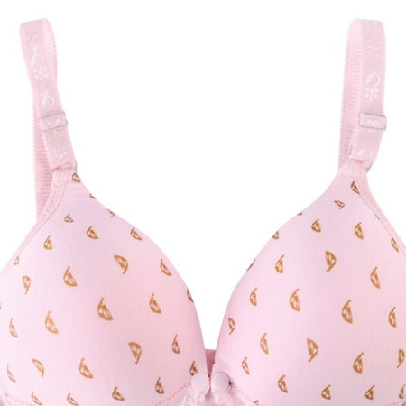 Open Front Breastfeeding Bra Cotton Sexy Seamless Line Triangle Leaf Print Daily Nursing Bra