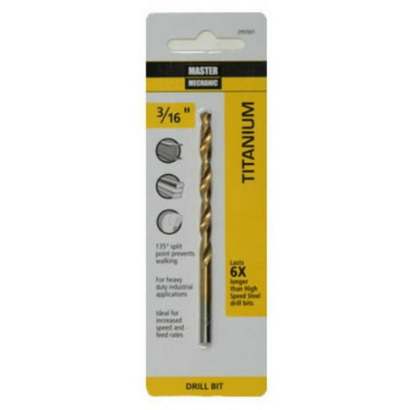 Master Mechanic 295501 Titanium Coated Drill Bit Straight Shank 3/16 X 3-1/2
Master Mechanic 295501 Titanium Coated Drill Bit Straight Shank 3/16 X 3-1/2