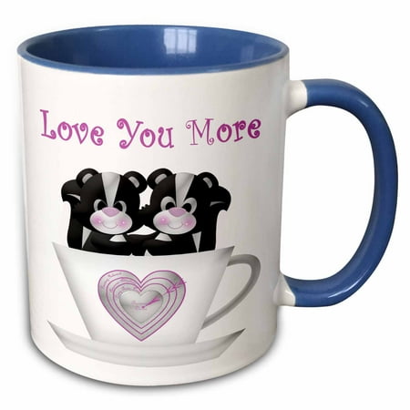 3dRose Two Cute Black and White Skunks In A Tea Cup With Love You More - Two Tone Blue Mug 11-ounce
3dRose Two Cute Black and White Skunks In A Tea Cup With Love You More - Two Tone Blue Mug 11-ounce