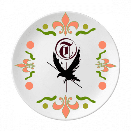 Ravens Birds Flying Animals Flower Ceramics Plate Tableware Dinner Dish