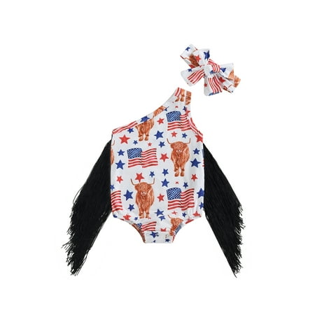 Suanret Independence Day Toddler Baby Girls Romper Stars Stripe One Shoulder Tassel Jumpsuit Summer Bodysuits with Headband White 6-12 Months
Suanret Independence Day Toddler Baby Girls Romper Stars Stripe One Shoulder Tassel Jumpsuit Summer Bodysuits with Headband White 6-12 Months