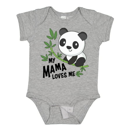 Inktastic My Mama Loves Me- Cute Panda Gift Baby Boy or Baby Girl Bodysuit