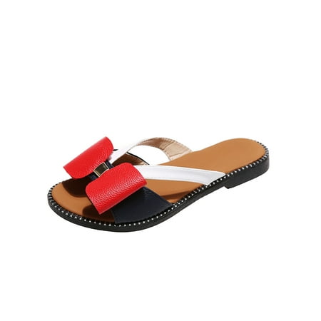 Eloshman Womens Sandal Beach Slides Slip On Flat Sandals Summer Comfort Bowknot Slippers Anti Skid Red 7.5
Eloshman Womens Sandal Beach Slides Slip On Flat Sandals Summer Comfort Bowknot Slippers Anti Skid Red 7.5