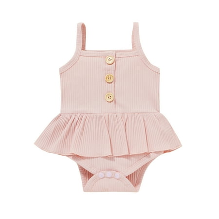 Amuver Toddler Summer Jumpsuit Solid Color Ribbed Spaghetti Strap Sleeveless Romper Skirt for Baby Girls 0-18 Months 6 Colors
Amuver Toddler Summer Jumpsuit Solid Color Ribbed Spaghetti Strap Sleeveless Romper Skirt for Baby Girls 0-18 Months 6 Colors