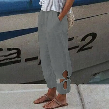 Womens Cotton Linen Capri Pants Summer Elastic Waisted Casual Pants Wide Leg Loose Fit Comfy Pajama Beach Trousers EKOUSN
Womens Cotton Linen Capri Pants Summer Elastic Waisted Casual Pants Wide Leg Loose Fit Comfy Pajama Beach Trousers EKOUSN
