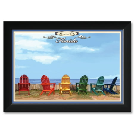 Panama City Florida Adirondack Chairs Framed Art Print by Joanne Kollman. Print Size: 12" x 18" Framed Art Size: 14" x 20"