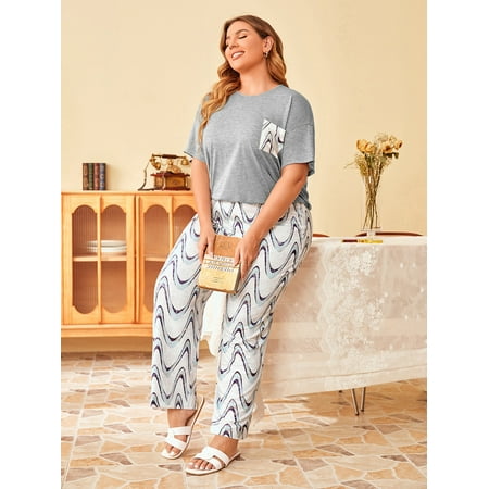 Multicolor Casual Women s Plus Drop Shoulder Tee Wave Print Pants Pajama Set 3XL(18) Y22001D
Multicolor Casual Women s Plus Drop Shoulder Tee Wave Print Pants Pajama Set 3XL(18) Y22001D