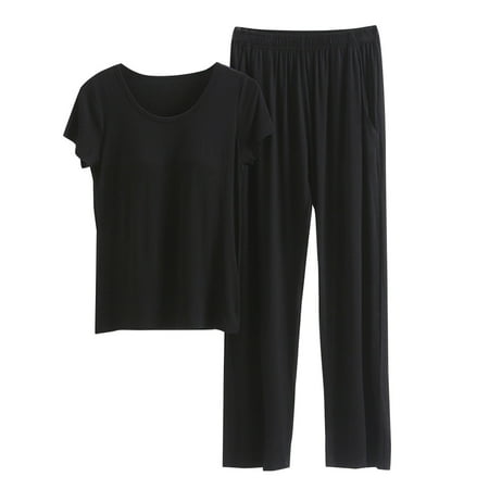 Nightgowns for Women Women With Chest Pads Bra Underwear Short Sleeved T Shirt Top Pants Summer Thin Of Home Wear Set Black XXL
Nightgowns for Women Women With Chest Pads Bra Underwear Short Sleeved T Shirt Top Pants Summer Thin Of Home Wear Set Black XXL