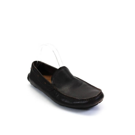Pre-owned|Prada Mens Square Toe Flat Leather Loafers Dark Brown Size 9 2D