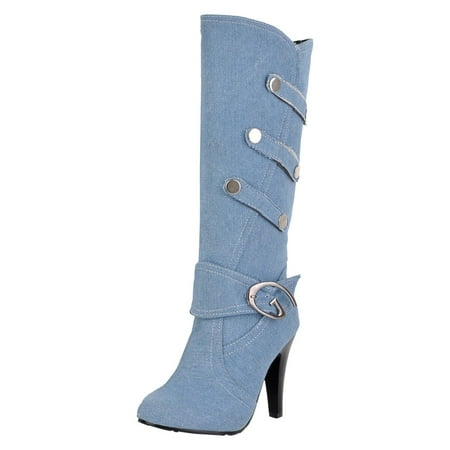DVKOVI Cowgirl Boots Women s Knee-High Boots Oversized Women s Shoes Autumn and Winter New Denim Fabric Thick High Heels Belt Buckle High Boots Long Boots Light Blue 38
DVKOVI Cowgirl Boots Women s Knee-High Boots Oversized Women s Shoes Autumn and Winter New Denim Fabric Thick High Heels Belt Buckle High Boots Long Boots Light Blue 38