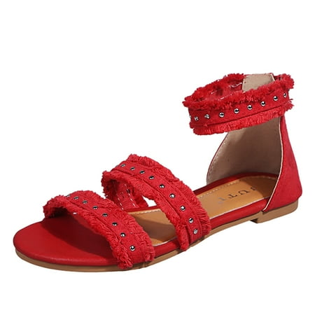 iOPQO Women s sandals Women s Summer Flock Hollow Zipper Beach Open Toe Breathable Sandals Shoes JUTI Roman Style Flat Plush Red 38
iOPQO Women s sandals Women s Summer Flock Hollow Zipper Beach Open Toe Breathable Sandals Shoes JUTI Roman Style Flat Plush Red 38