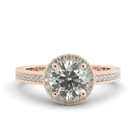 2.35 ct Round Brilliant Moissanite & Diamond Engagement Ring 18k Rose Gold
