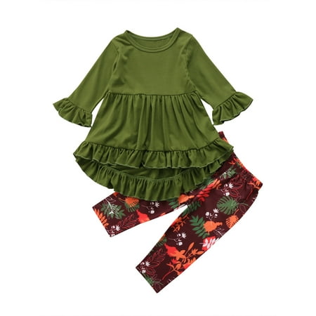 Gwiyeopda Toddler Baby Little Girls Outfits Long Sleeve Ruffled Top Dress Leaf Print Pants Set
Gwiyeopda Toddler Baby Little Girls Outfits Long Sleeve Ruffled Top Dress Leaf Print Pants Set
