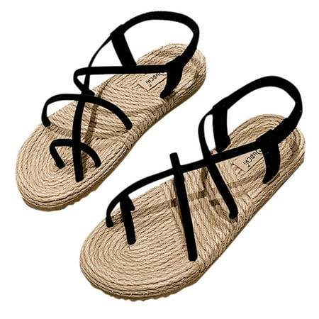 Tangnade Ladies daily all-match casual shoes Fashion summer shoes women flat sandals hemp rope sandals non-slip beach women Black 39
Tangnade Ladies daily all-match casual shoes Fashion summer shoes women flat sandals hemp rope sandals non-slip beach women Black 39