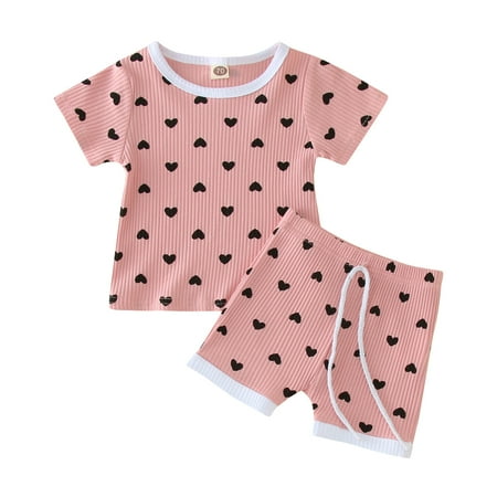 Baby Boys Girls Outfit Summer Short Sleeve Heart Pattern Ribbed T Shirts Tops Shorts Tracksuit Outfits Clothes Set Clothing For Girl
Baby Boys Girls Outfit Summer Short Sleeve Heart Pattern Ribbed T Shirts Tops Shorts Tracksuit Outfits Clothes Set Clothing For Girl