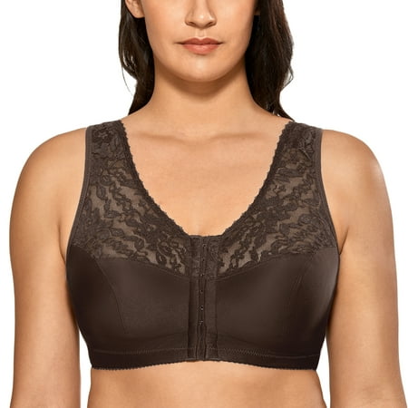 DELIMIRA Women s Full Coverage Wirefree Lace Plus Size Front Closure Bra Racerback 
DELIMIRA Women s Full Coverage Wirefree Lace Plus Size Front Closure Bra Racerback