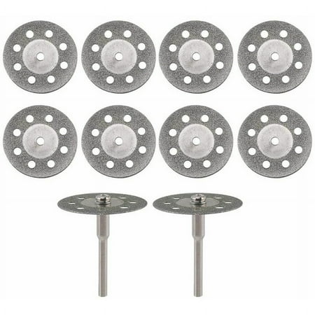 10 diamond cutting discs with a diameter of 22 mm equipped with 2 replacement chucks of 3 mm for rotary tools model: silver
10 diamond cutting discs with a diameter of 22 mm equipped with 2 replacement chucks of 3 mm for rotary tools model: silver