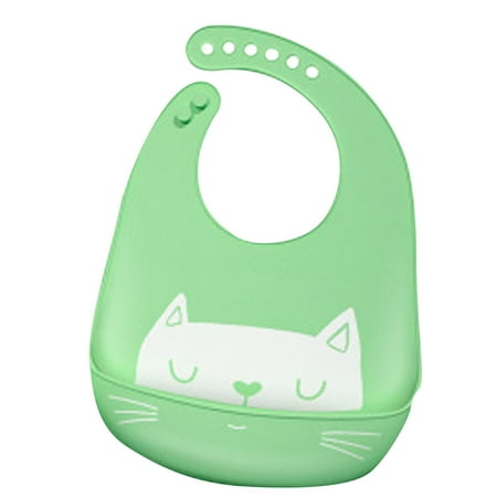 VALSEEL Newborn Infant Baby Boys Girls Cute Cat Silicone Waterproof Bib Feeding Bibs