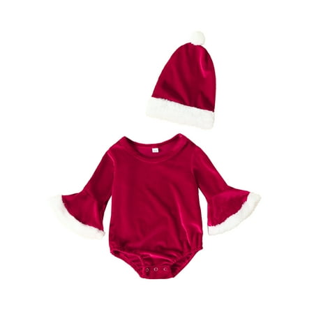 Genuiskids Newborn Baby Girls Christmas Jumpsuits Contrast Color Casual Long Sleeves Velvet Romper and Hat Set for Infant Toddler
Genuiskids Newborn Baby Girls Christmas Jumpsuits Contrast Color Casual Long Sleeves Velvet Romper and Hat Set for Infant Toddler