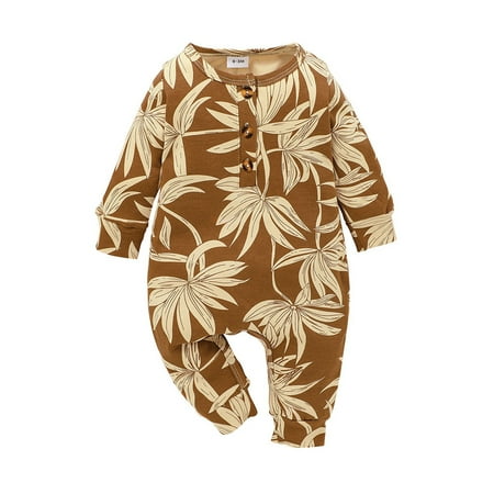 QWERTYU Newborn Infant Baby Toddler Floral Clothes Jumpsuit for Girl Boy Button Romper 0-18M Brown 50/0-3m
QWERTYU Newborn Infant Baby Toddler Floral Clothes Jumpsuit for Girl Boy Button Romper 0-18M Brown 50/0-3m