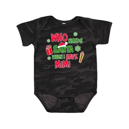 Inktastic Who Needs Santa when I Have MiMi Boys or Girls Baby Bodysuit
Inktastic Who Needs Santa when I Have MiMi Boys or Girls Baby Bodysuit