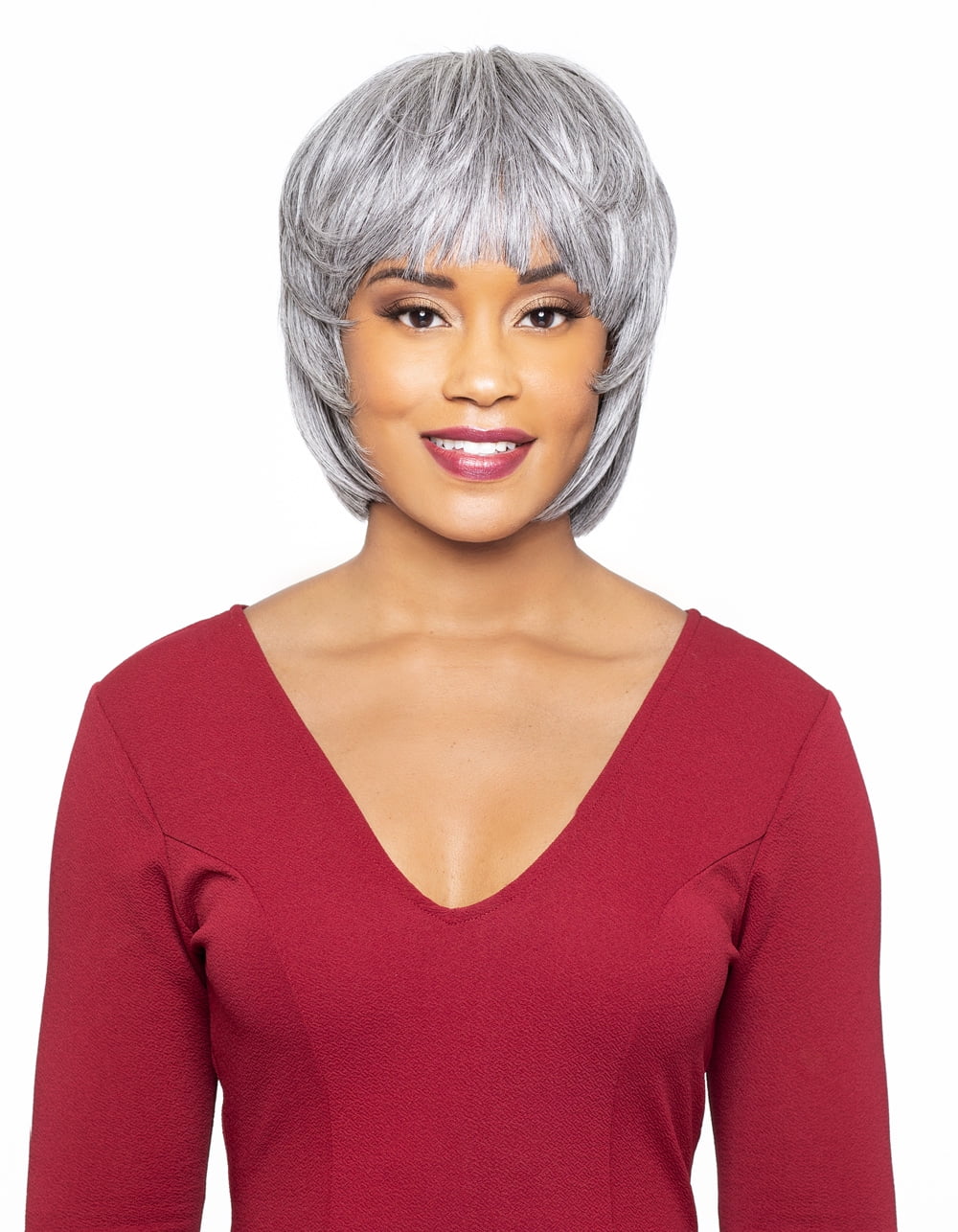 Foxy Silver Evette Heat Resistant Fiber Full Wig In Jet Black