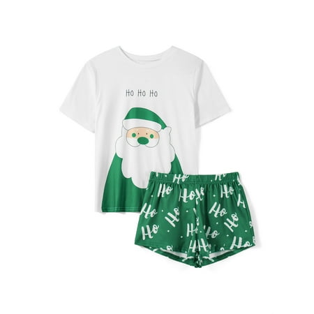 MaBaby Santa Print Tops and Shorts Outfits for Women s Christmas Pajamas Lounge Set
MaBaby Santa Print Tops and Shorts Outfits for Women s Christmas Pajamas Lounge Set