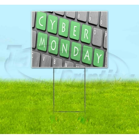 Cyber Monday (18" x 24") Corrugated Plastic Yard Sign, Includes Metal Step Stake, Bandit, New, Advertising, USA