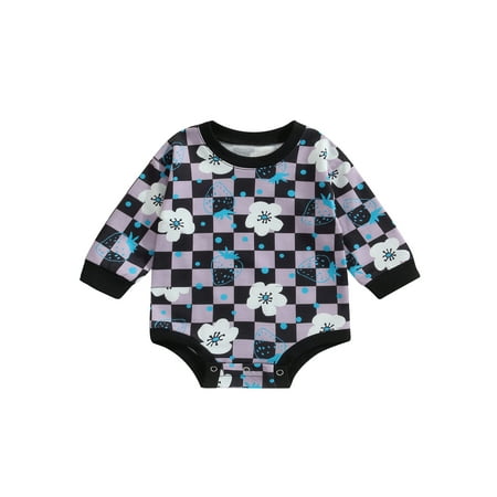 Arvbitana Baby Girl Casual Romper Checkerboard Floral Print Crew Neck Long Sleeve Sweatshirt Romper Jumpsuit for Toddlers 0-24 Months
Arvbitana Baby Girl Casual Romper Checkerboard Floral Print Crew Neck Long Sleeve Sweatshirt Romper Jumpsuit for Toddlers 0-24 Months