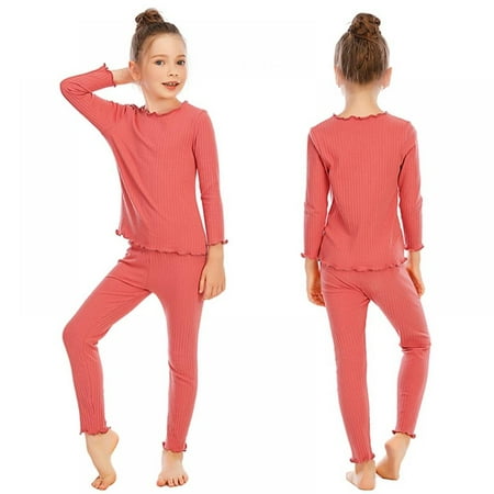 BULLPIANO Girls Solid Color Underwear Set Kids Ruffles Long Sleeve Base Layer Top Home Pajamas Set Solid Color
BULLPIANO Girls Solid Color Underwear Set Kids Ruffles Long Sleeve Base Layer Top Home Pajamas Set Solid Color