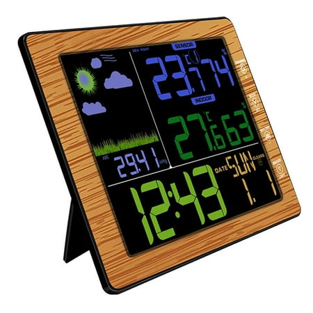 LCD Backlight Digital Wireless Weather Station Alarm Clock Sensor